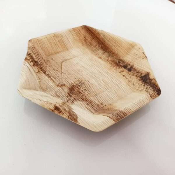 Eco Ceylon Areca leaf hexagon plate made out of areca palm Leaf also Known as kolapath pigan