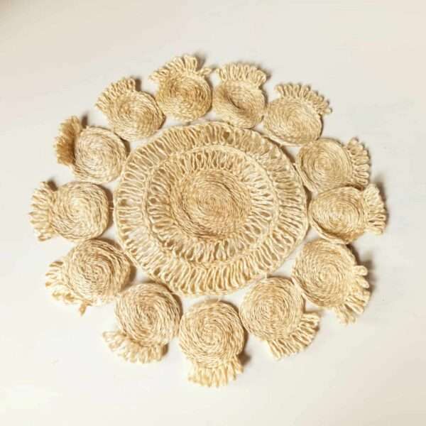 Eco Ceylon Round designed Handmade Table Mat made out of hana plant also known as Kantala leaf