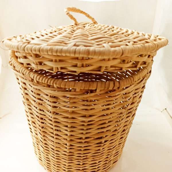 Eco Ceylon Laundry Basket made out of cane with handles and a fitting lid