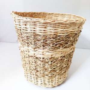 Eco Ceylon Cane Dustbin made out of cane and reed and has the natural wood color