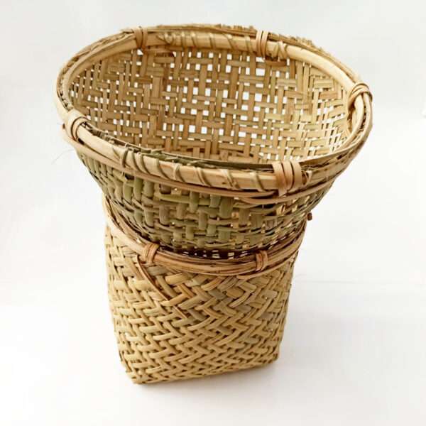 Eco Ceylon Steamer basket and Steamer Funnel AKA Piti pettiya and Piti gotta is made out of cane and bamboo