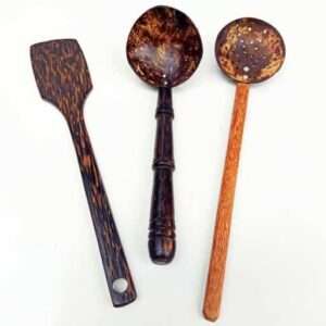 Wooden Spoon set with a spatula, oil spoon, and rice spoon
