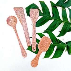 Coconut wood spoon set with 4 spoons