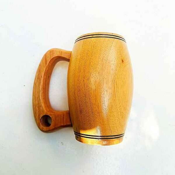 Wood beer mug in mahogany brown color front side picture