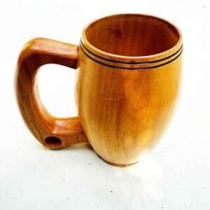 Wood beer mug in mahogany brown color front side picture