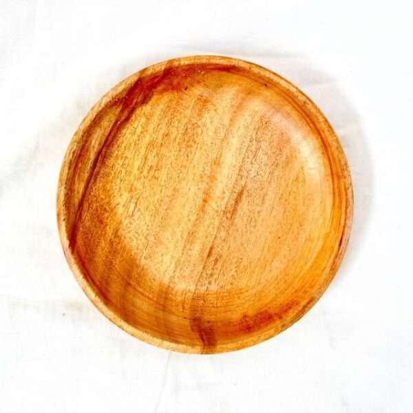 Wood Serving Saucer , 6 inch and in brown color