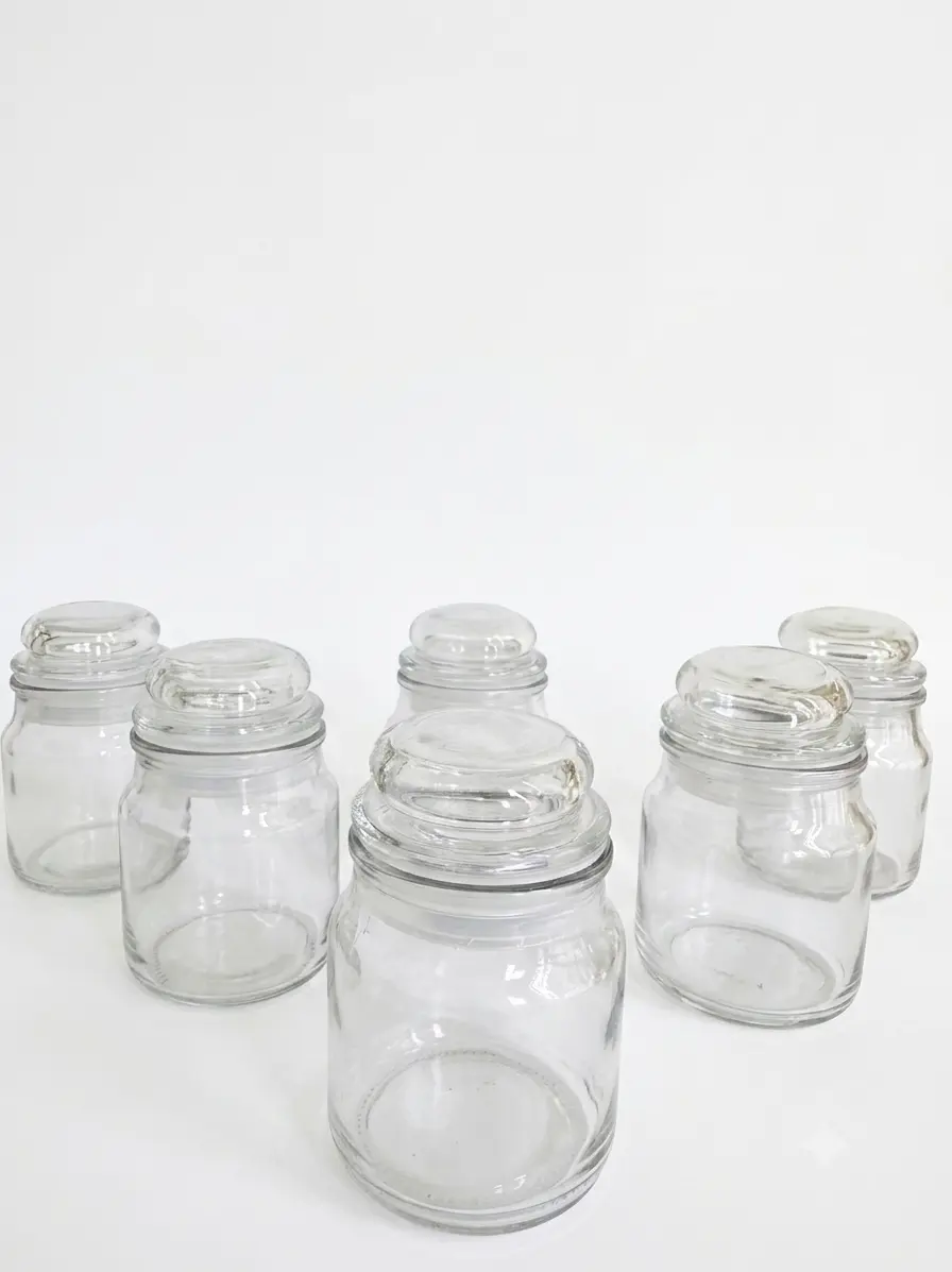 Eco Ceylon glass spice jar set 6 pack white background