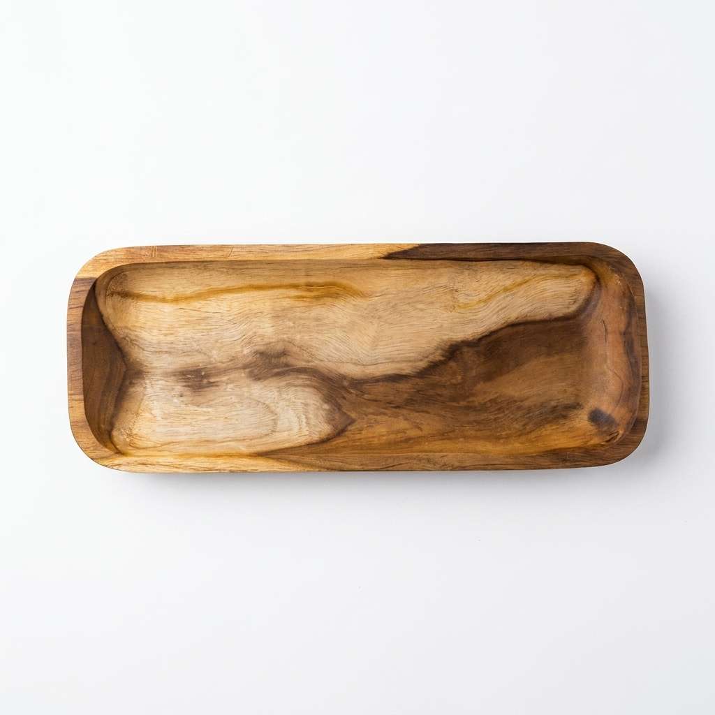 Teak wood platter, top view